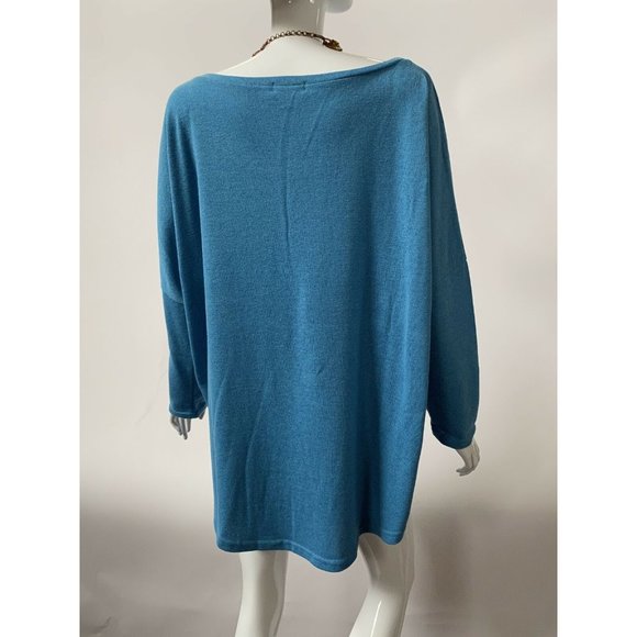 UGET Womens Tunic Sweater Blue Long Sleeve Scoop Neck Pullover XXL - Picture 8 of 11